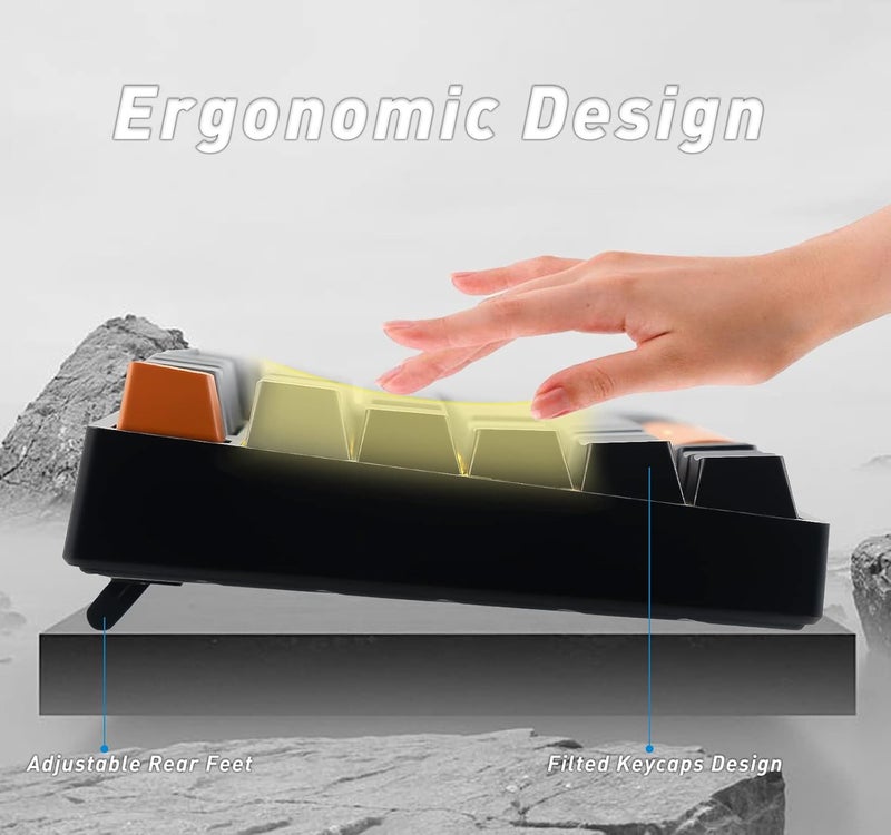 E-YOOSO Z-14 Wired Mechanical Gaming Keyboard 104 Key, Red Switch Full-Size Computer Keyboards, Solid Yellow Backlit Mechanical Keyboard for PC Gamer, Black - Image 3